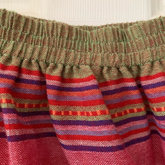 Red Stripe Patterned Summer Midi Skirt - Picture 2 of 4